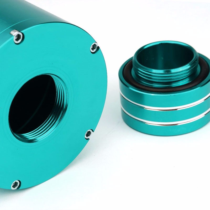 Light Blue 8.5"x3"DIA Aluminum 3/8"Barb Coolant Recovery Overflow Oil Tank Can-Performance-BuildFastCar