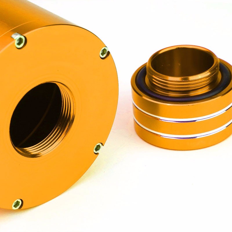 Orange 8.5"x3" Aluminum 3/8"Barb Coolant Recovery Overflow Oil Tank Can Bottle-Performance-BuildFastCar