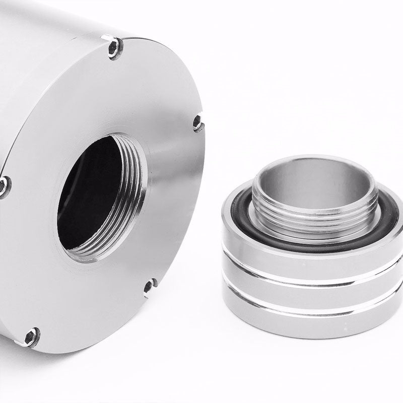 Silver 8.5"x3" Aluminum 3/8"Barb Coolant Recovery Overflow Oil Tank Can Bottle-Performance-BuildFastCar