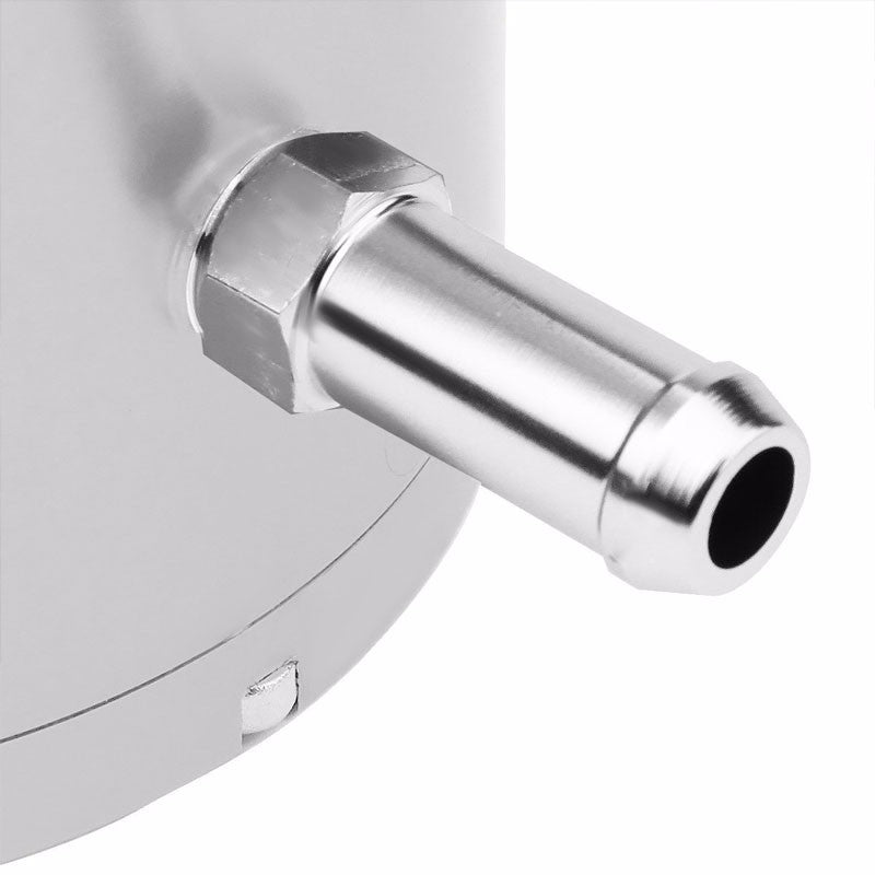 Silver 8.5"x3" Aluminum 3/8"Barb Coolant Recovery Overflow Oil Tank Can Bottle-Performance-BuildFastCar