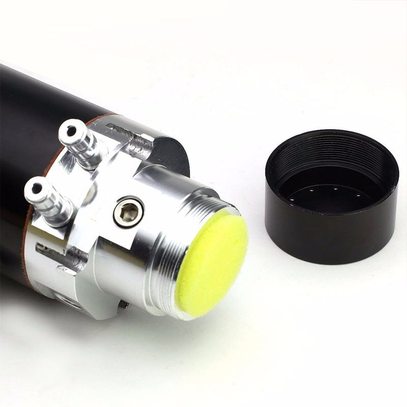 Black 7"x2.5"DIA Aluminum Round Breather Oil Catch Tank Can+Pressure Gauge-Performance-BuildFastCar
