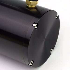 Black 7"x2.5"DIA Aluminum Round Breather Oil Catch Tank Can+Pressure Gauge-Performance-BuildFastCar
