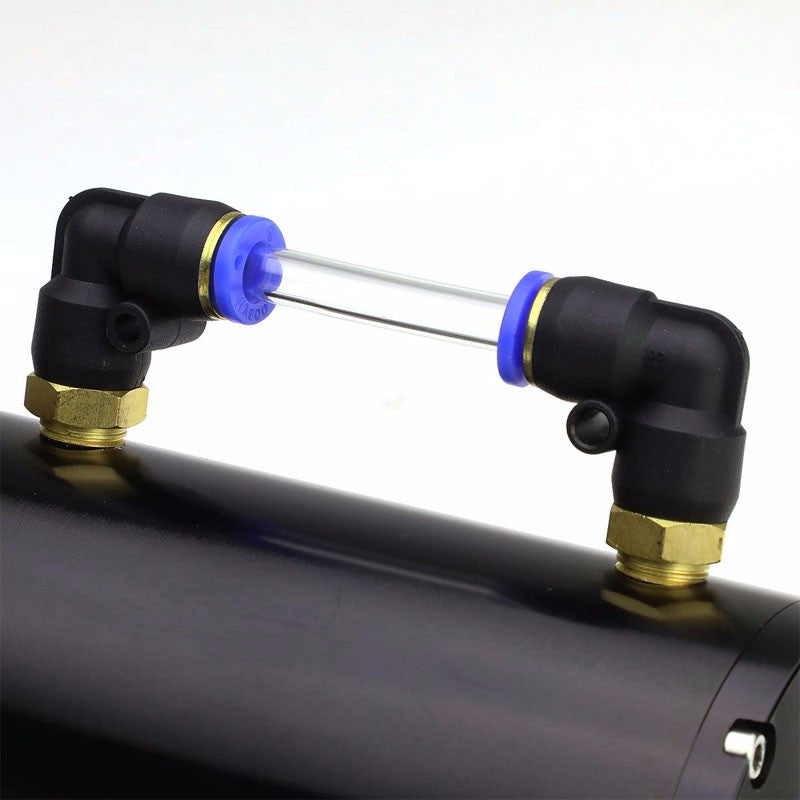 Black 7"x2.5"DIA Aluminum Round Breather Oil Catch Tank Can+Pressure Gauge-Performance-BuildFastCar