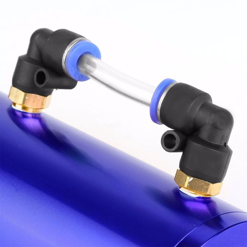 Blue 7"x2.5" Aluminum Engine Breather Oil Catch Tank Can Bottle+Pressure Gauge-Performance-BuildFastCar