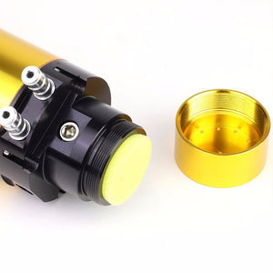 Gold 7"x2.5"DIA Aluminum Round Breather Oil Catch Tank Can Bottle+Pressure Gauge-Performance-BuildFastCar