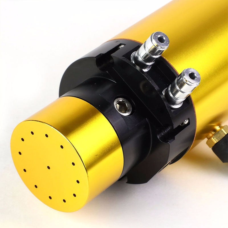 Gold 7"x2.5"DIA Aluminum Round Breather Oil Catch Tank Can Bottle+Pressure Gauge-Performance-BuildFastCar
