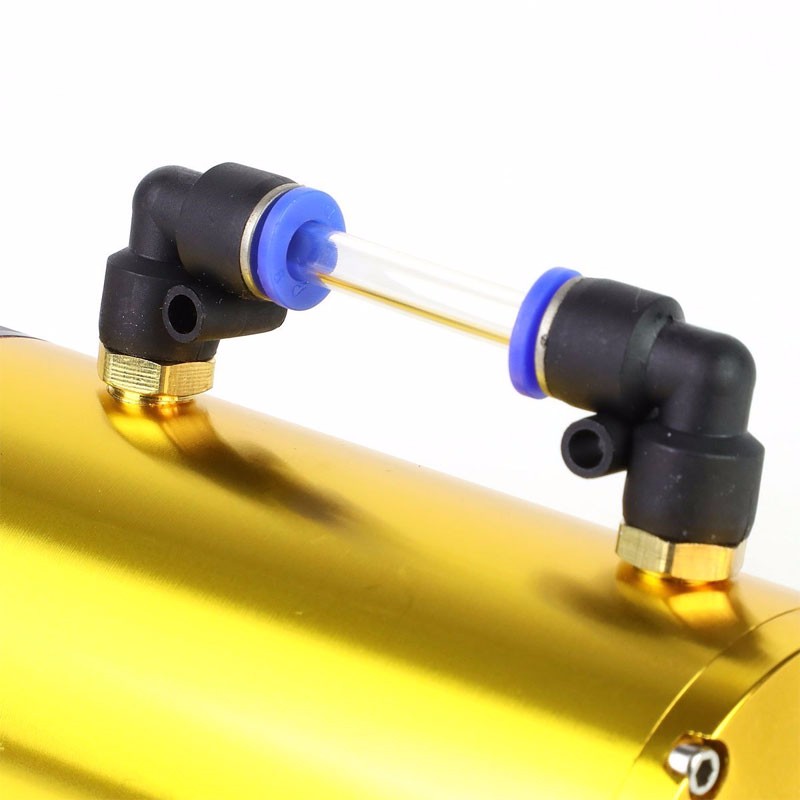 Gold 7"x2.5"DIA Aluminum Round Breather Oil Catch Tank Can Bottle+Pressure Gauge-Performance-BuildFastCar