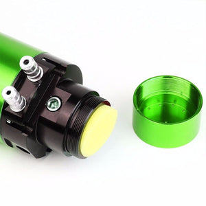 Green 7"x2.5" Aluminum Round Breather Oil Catch Tank Can Bottle+Pressure Gauge-Performance-BuildFastCar