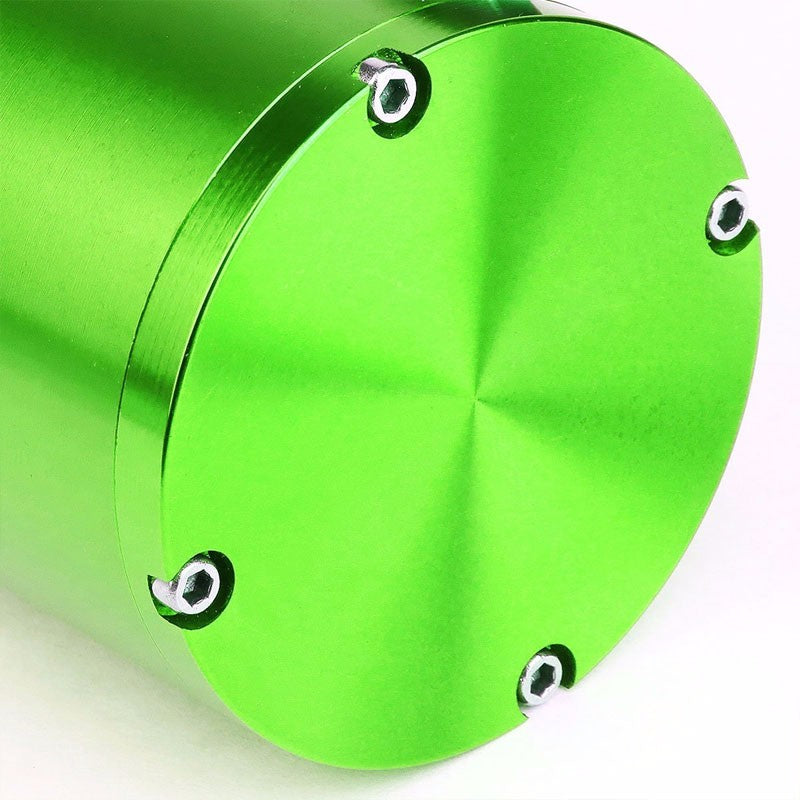 Green 7"x2.5" Aluminum Round Breather Oil Catch Tank Can Bottle+Pressure Gauge-Performance-BuildFastCar