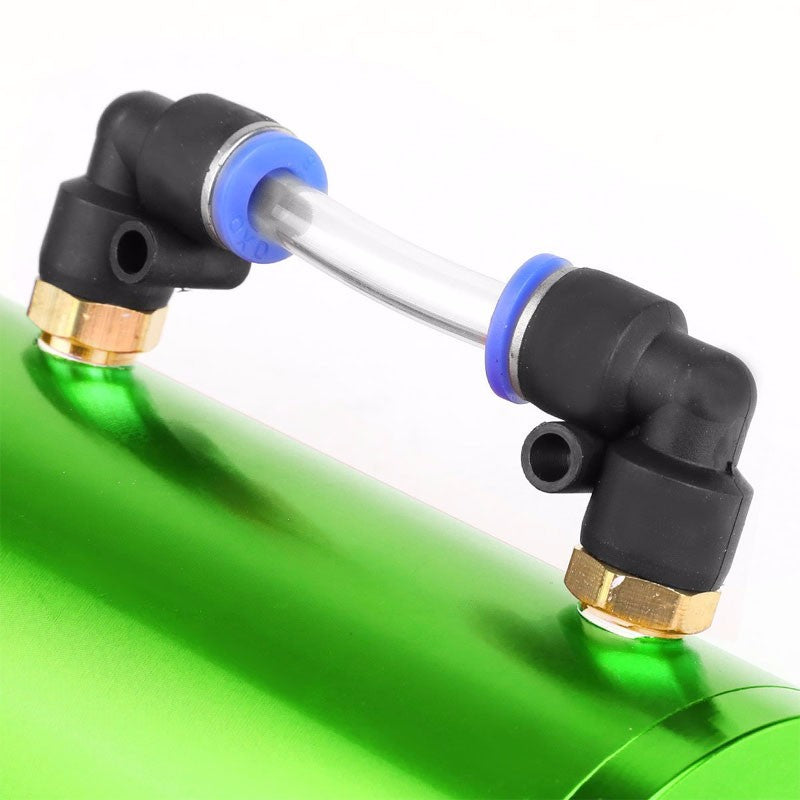 Green 7"x2.5" Aluminum Round Breather Oil Catch Tank Can Bottle+Pressure Gauge-Performance-BuildFastCar
