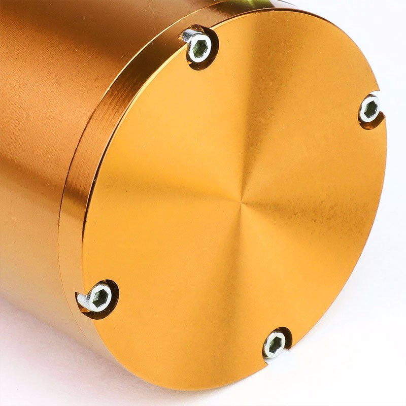 Orange 7"x2.5"DIA Aluminum Round Breather Oil Catch Tank Can+Pressure Gauge-Performance-BuildFastCar