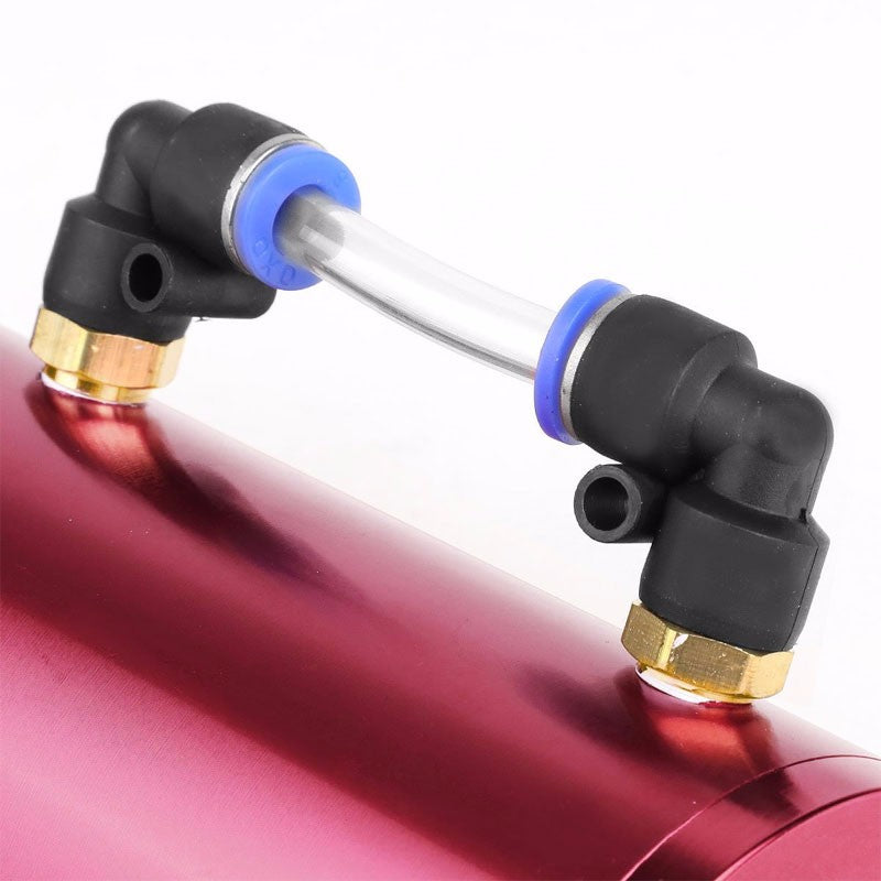 Pink 7"x2.5" Aluminum Engine Breather Oil Catch Tank Can Bottle+Pressure Gauge-Performance-BuildFastCar