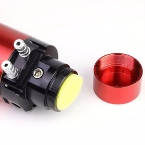 Red 7"x2.5"DIA Aluminum Engine Breather Oil Catch Tank Can Bottle+Pressure Gauge-Performance-BuildFastCar