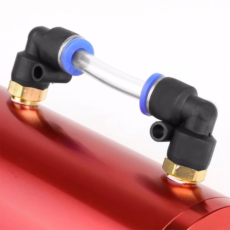 Red 7"x2.5"DIA Aluminum Engine Breather Oil Catch Tank Can Bottle+Pressure Gauge-Performance-BuildFastCar