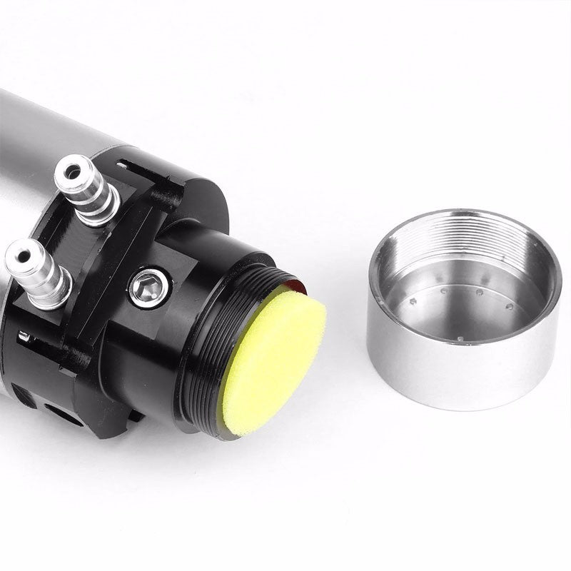 Silver 7"x2.5"DIA Aluminum Round Breather Oil Catch Tank Can+Pressure Gauge-Performance-BuildFastCar