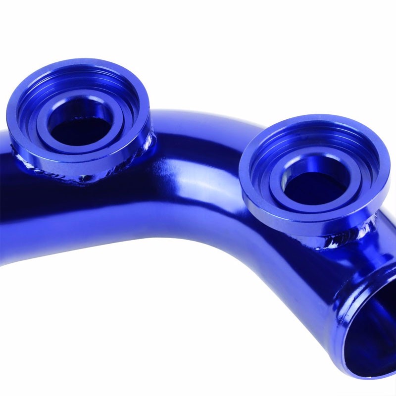 Blue 70 Degree Curve Dual Flange Adapter 2.5" Type SSQV Blow Off Valve BOV Pipe-Performance-BuildFastCar