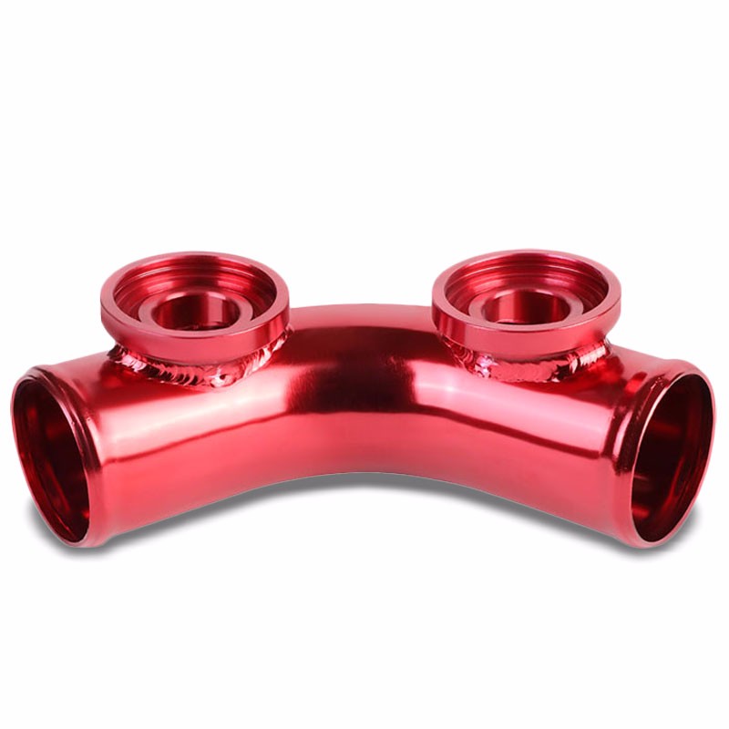 Red 70 Degree Curve Dual Flange Adapter 2.5&quot; Type SSQV Blow Off Valve BOV Pipe-Performance-BuildFastCar