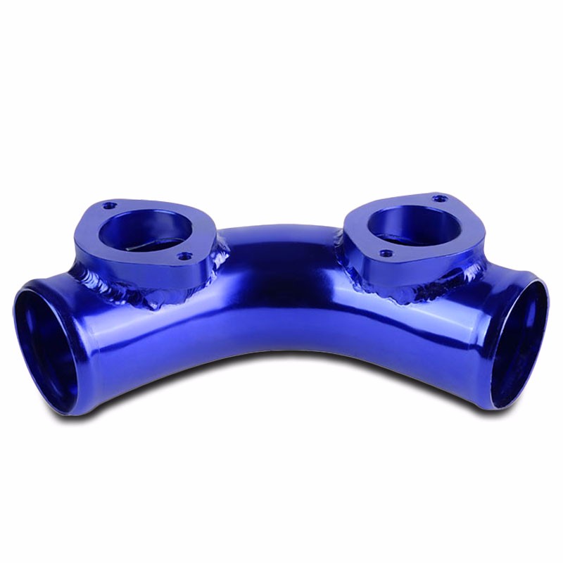 Blue 70 Degree Curve Dual Flange Adapter 2.5" Type-S/RS/RZ Blow Off Valve Pipe-Performance-BuildFastCar
