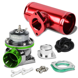 Green Type-FV Adjustable 30 PSI Blow Off Valve BOV+Red 6" Straight Flange Pipe-Performance-BuildFastCar