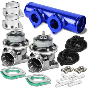 Silver Type-FV 30 PSI Blow Off Valve+Blue 9.5" Straight/Dual Port Flange Pipe-Performance-BuildFastCar