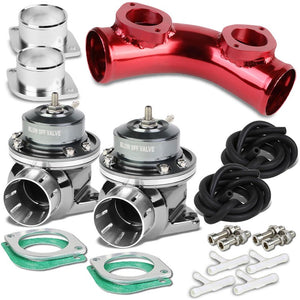 Silver Type-FV 30 PSI Blow Off Valve BOV+Red 8" 70 Degree/Dual Port Flange Pipe-Performance-BuildFastCar