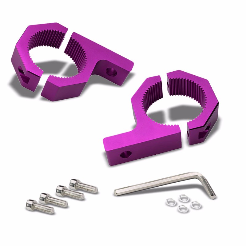2PC Purple Fog Light/Lamp/Bar Mount Clamp Bracket 2"OD Bull Bars/Roof Racks/Cage-Exterior-BuildFastCar