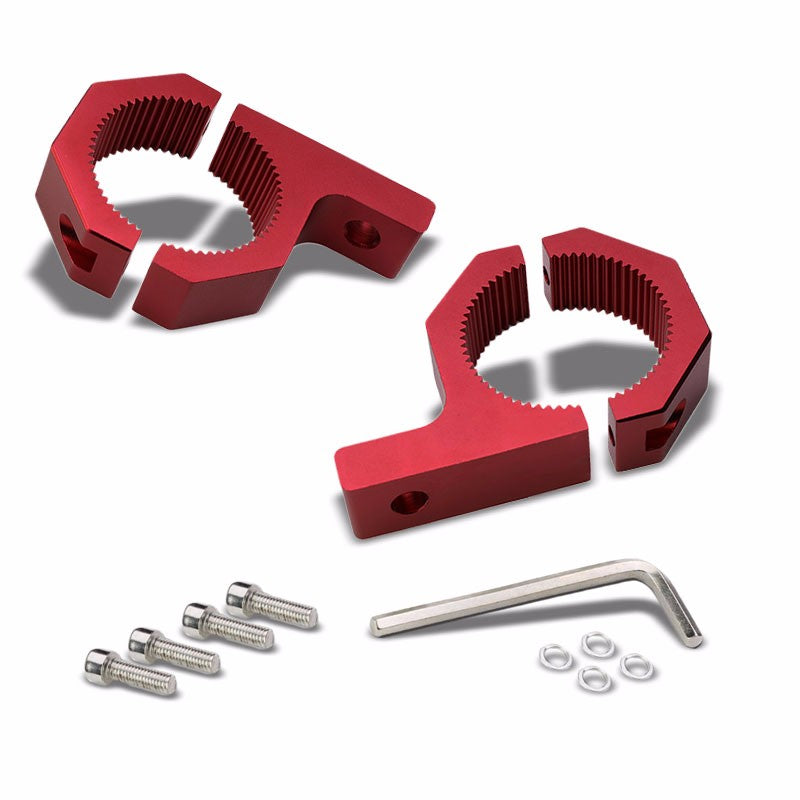 2PC Red Fog Light/Lamp/Bar Mount Clamp Bracket 2"OD Bull Bars/Roof Racks/Cage-Exterior-BuildFastCar