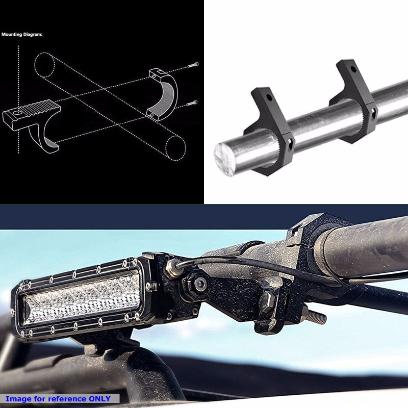 2PC Silver Fog Light/Lamp/Bar Mount Clamp Bracket 2"OD Bull Bars/Roof Racks/Cage-Exterior-BuildFastCar