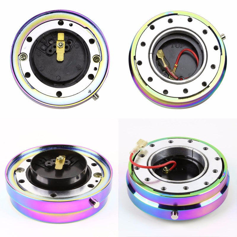 Neo Chrome 70-74MM 6-Hole Anodized Spacing Bolt Pattern Steeling Wheel Adapter Hub Quick Release-Interior-BuildFastCar