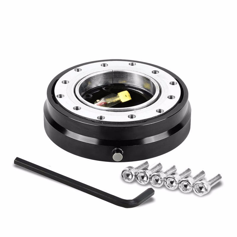 Black 70-74MM 6-Hole Anodized Spacing Bolt Pattern Steeling Wheel Adapter Hub Quick Release-Interior-BuildFastCar