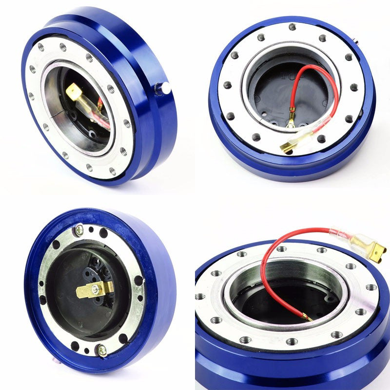 Blue 70-74MM 6-Hole Anodized Spacing Bolt Pattern Steeling Wheel Adapter Hub Quick Release-Interior-BuildFastCar