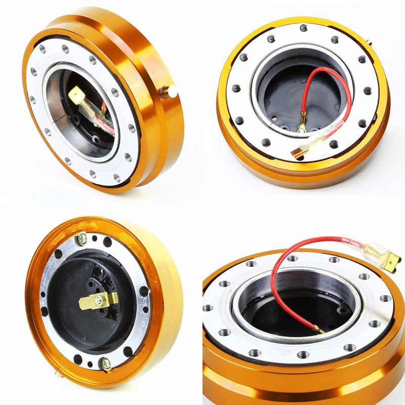 Gold 70-74MM 6-Hole Anodized Spacing Bolt Pattern Steeling Wheel Adapter Hub Quick Release-Interior-BuildFastCar