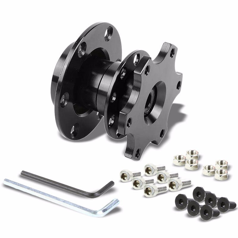 Black 2" 6-Hole/70mm Pattern Ball Bearing Snap-Off Steering Wheel Quick Release Hub Adapter-Interior-BuildFastCar