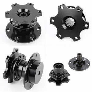 Black 2" 6-Hole/70mm Pattern Ball Bearing Snap-Off Steering Wheel Quick Release Hub Adapter-Interior-BuildFastCar