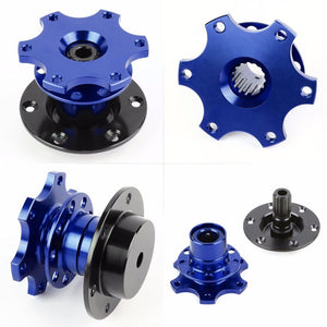 Blue 2" 6-Hole/70mm Pattern Ball Bearing Snap-Off Steering Wheel Quick Release Hub Adapter-Interior-BuildFastCar
