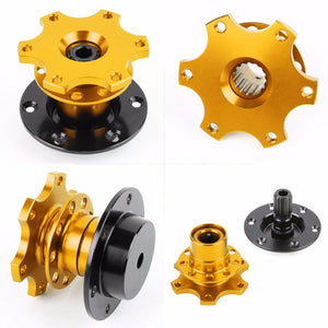 Gold 2" 6-Hole/70mm Pattern Ball Bearing Snap-Off Steering Wheel Quick Release Hub Adapter-Interior-BuildFastCar