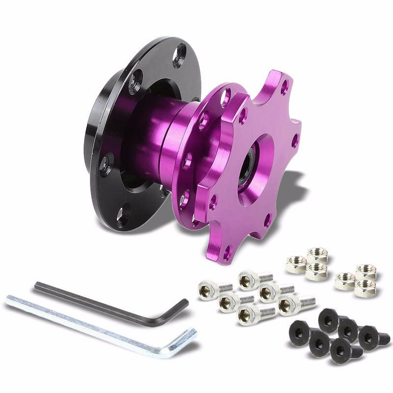 Purple 2&quot; 6-Hole/70mm Pattern Ball Bearing Snap-Off Steering Wheel Quick Release Hub Adapter-Interior-BuildFastCar