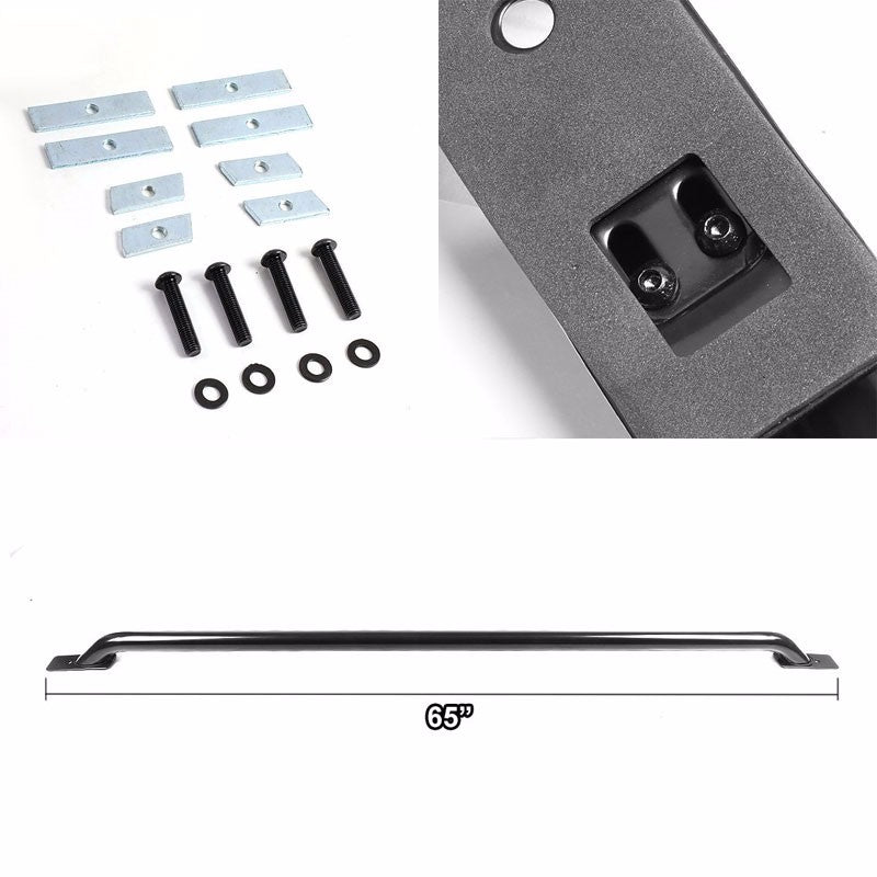 Black Mild Steel 65" Truck Bed Side Rail Bars For Ford 92-11 Ranger 72" Bed-Exterior-BuildFastCar