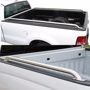 Silver Mild Steel 65" Truck Bed Side Rail Bars For Ford 92-11 Ranger 72" Bed-Exterior-BuildFastCar