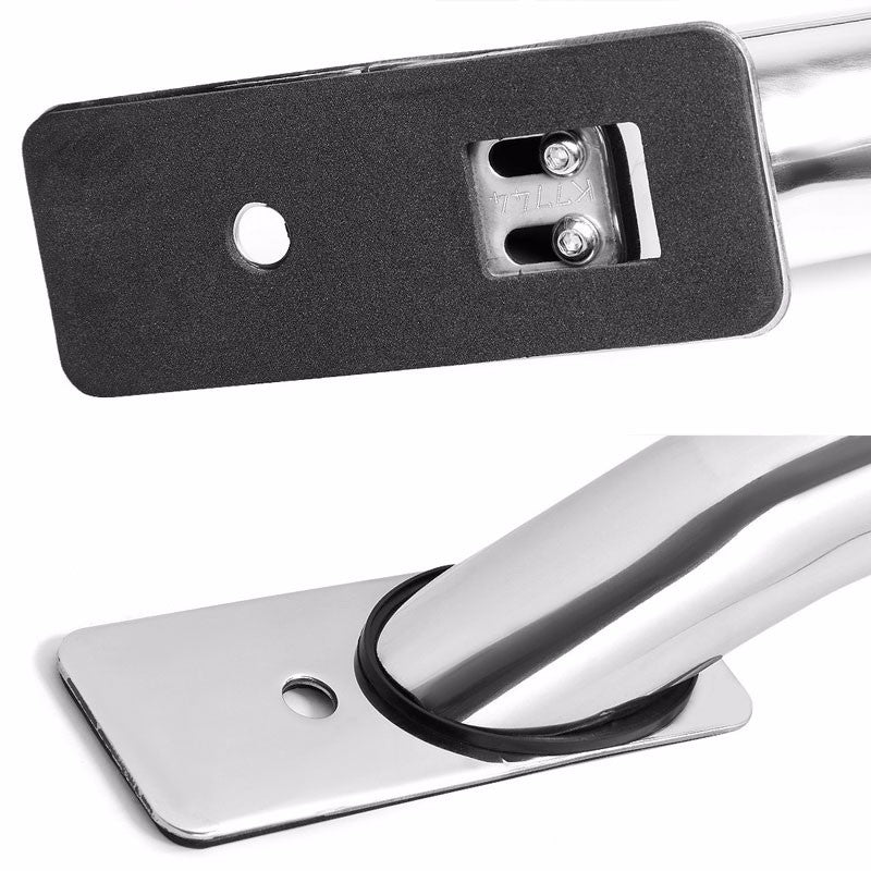 Silver Mild Steel 87" Side Rail Bars For 00-13 Silverado/Sierra 96"/97.6" Bed-Exterior-BuildFastCar