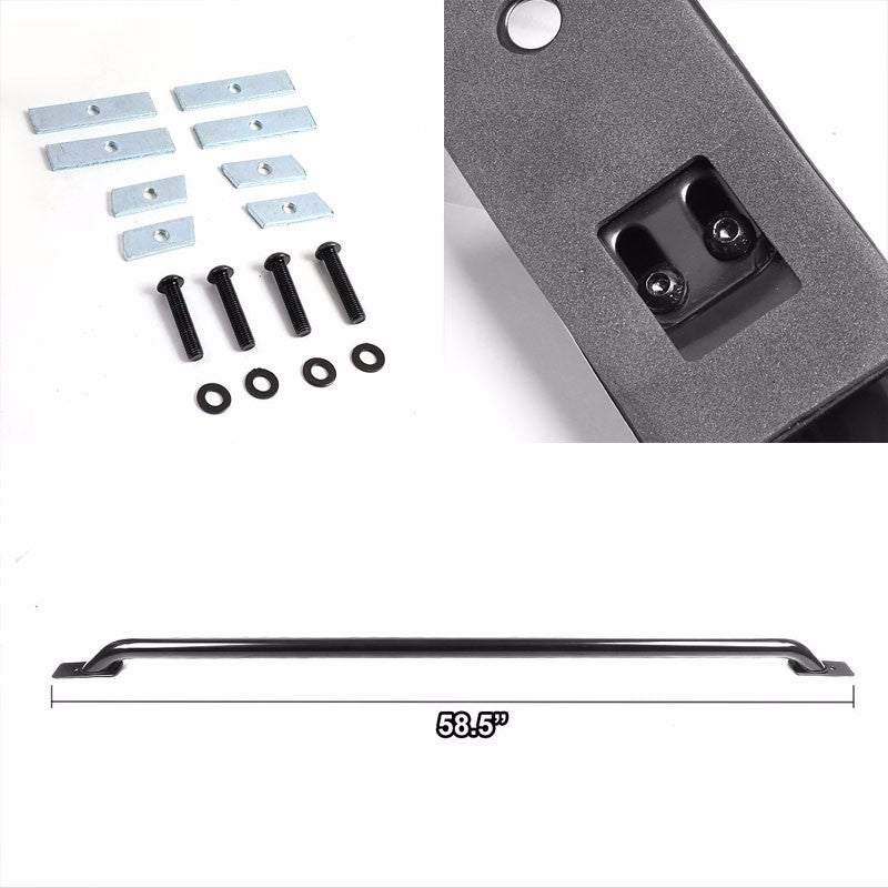 Black Mild Steel 58.5" Side Rail Bars For 07-13 Silverado/Sierra 68"-69" Bed-Exterior-BuildFastCar