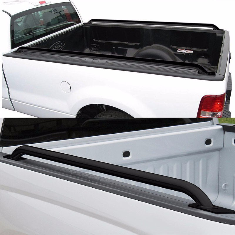 Black Mild Steel 87" Truck Bed Side Rail Bars For 14-17 Silverado/Sierra 96" Bed-Exterior-BuildFastCar