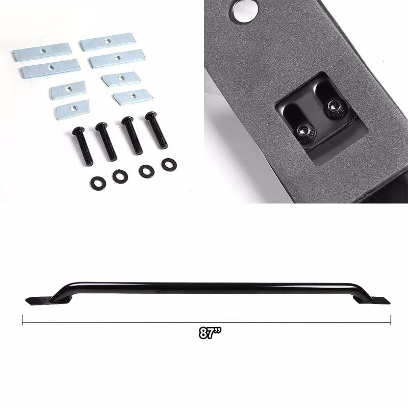 Black Mild Steel 87" Truck Bed Side Rail Bars For 14-17 Silverado/Sierra 96" Bed-Exterior-BuildFastCar