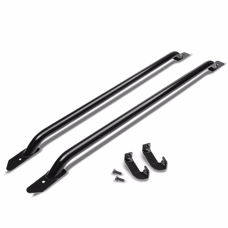 Black Mild Steel 58" Truck Bed Side Rail Bars For 14-17 Silverado/Sierra 66" Bed-Exterior-BuildFastCar