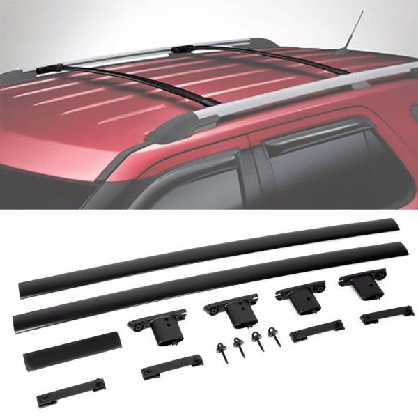Black Aluminum Roof Rack Crossbar Top Luggage/Bag Cargo Rail for Ford 11-15 Explorer-Exterior-BuildFastCar