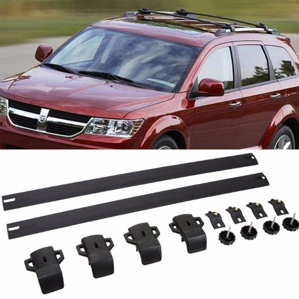 Black Aluminum Roof Rack Crossbar Top Luggage/Bag Cargo Rail for Dodge 09-17 Journey-Exterior-BuildFastCar