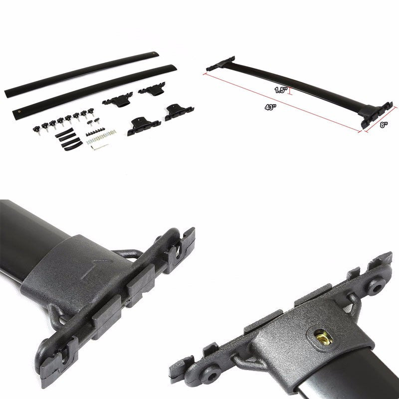 Black Factory Style Luggage Top Roof Rack Crossbar/Rail for 08-13 Highlander XU4-Exterior-BuildFastCar