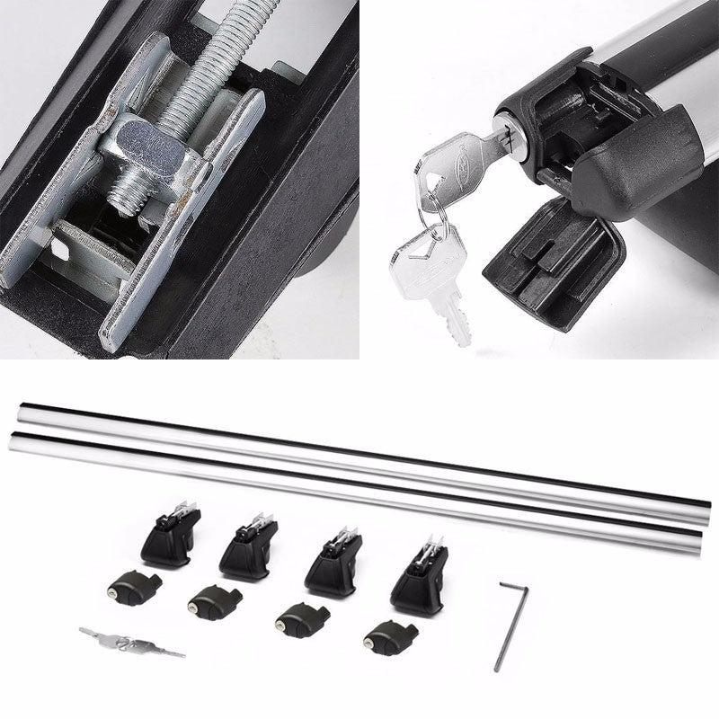 52" Aluminum Roof Rack Top Crossbar Luggage/Bag Aero Bar Rail+Lock For Car/Suv-Exterior-BuildFastCar