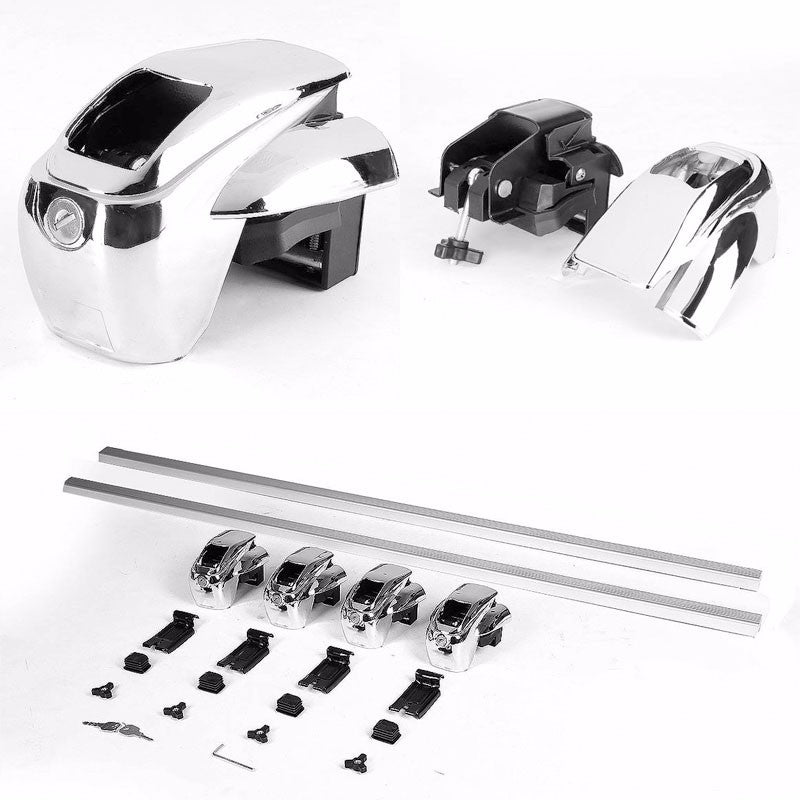 54" Aluminum Roof Rack Top Crossbar Luggage/Bag Square Bar Rail+Lock For Car/Suv-Exterior-BuildFastCar