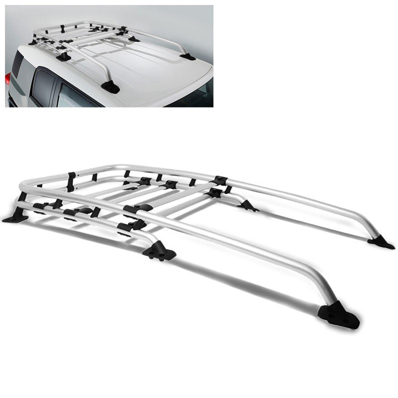 Chrome Aluminum Roof Rack Top Cargo Luggage Basket/Carrier+Crossbar For Toyota 07-14 FJ Cruiser-Exterior-BuildFastCar